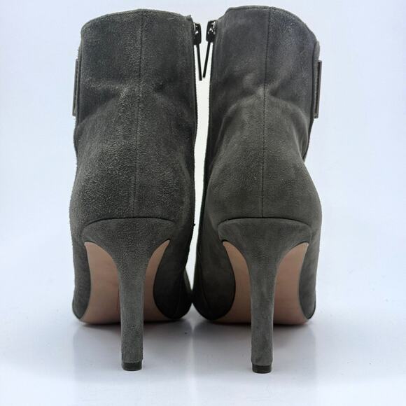 Vince Camuto Grey Suede Heel Zippered Ankle Booties size 8.5 US 38.5 EU - Picture 5 of 7